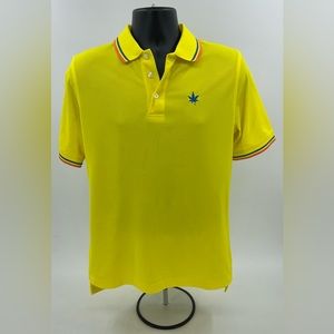 BOAST Tournament Polo Yellow‎ Tipped Poly Moisture Wicking UPF 50 NWT Mens Small